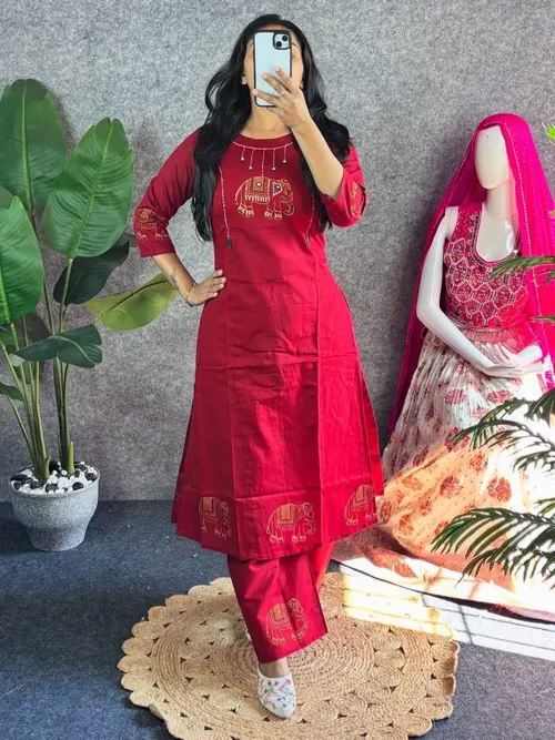Chic A-Line Kurti with Ankle-Length Palazzo – Effortless Grace & Everyday Comfort